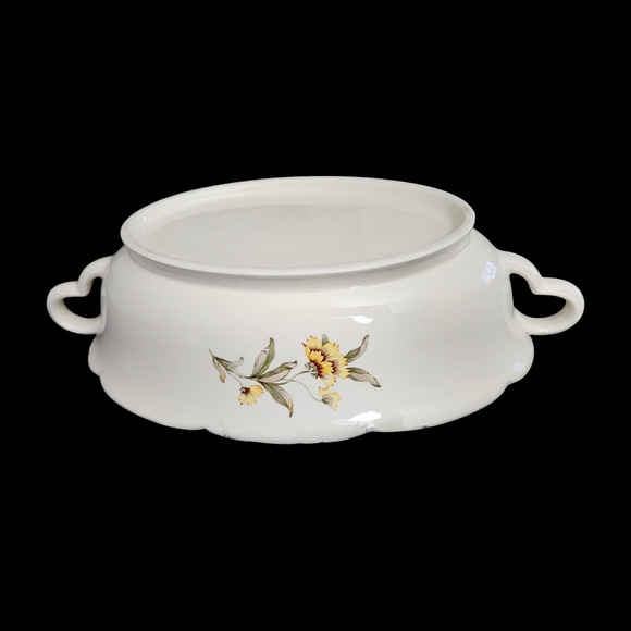 Eastern China 10" x 6.5" Oval Serving Bowl w/ Handles 22K Gold Trim Floral - Picture 3 of 5